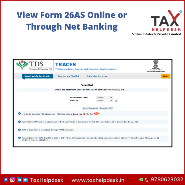 View Form 26AS Online or Through Net Banking