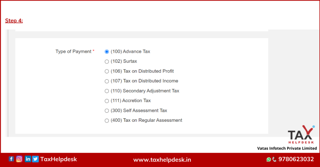 Advance Tax Online Step 4