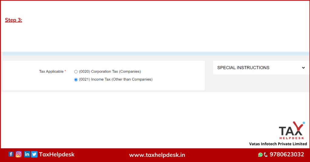 Advance Tax Online Step 3