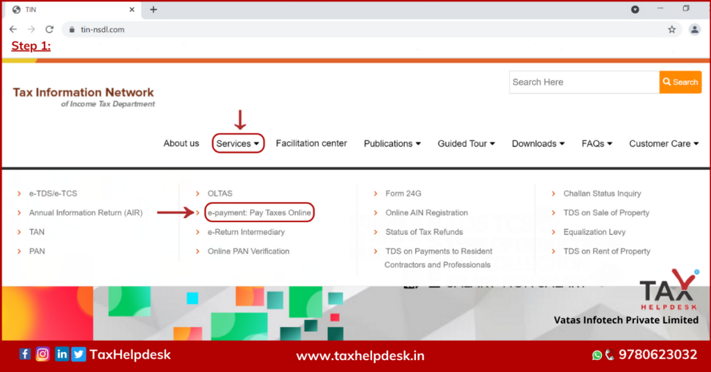 Advance Tax Online Step 1