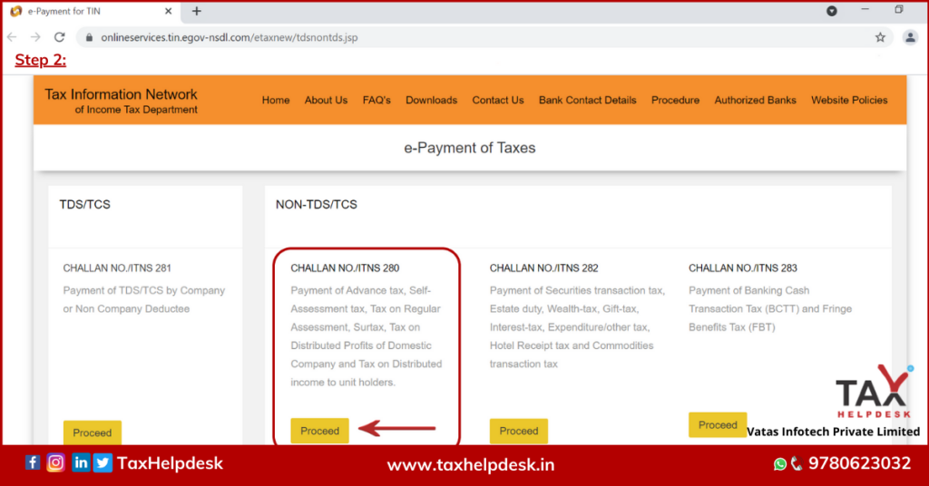 advance tax online step 2