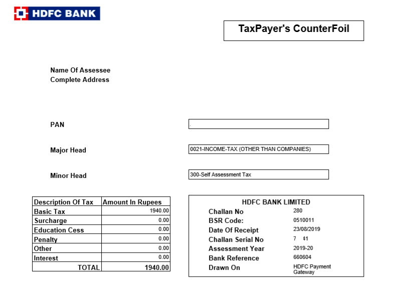 Taxpayer-challan