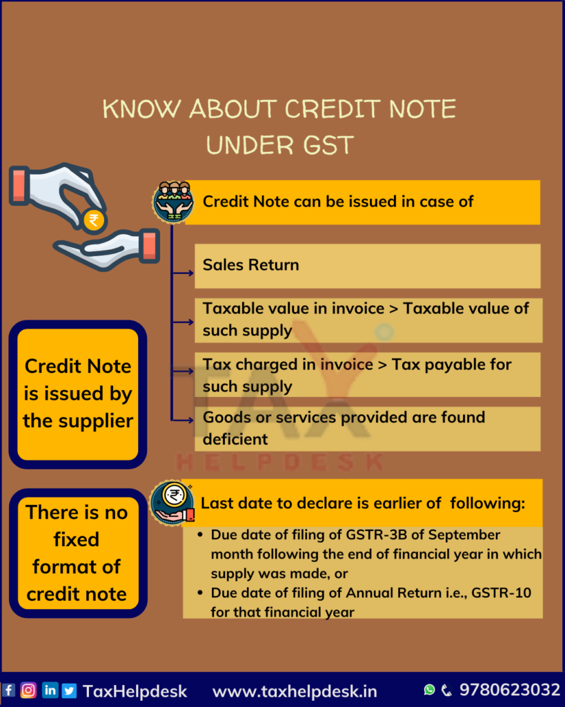 Know about credit note under GST