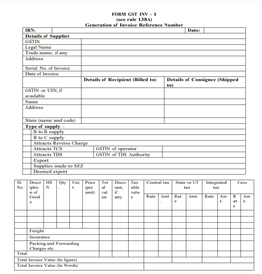 Form GST INV-1