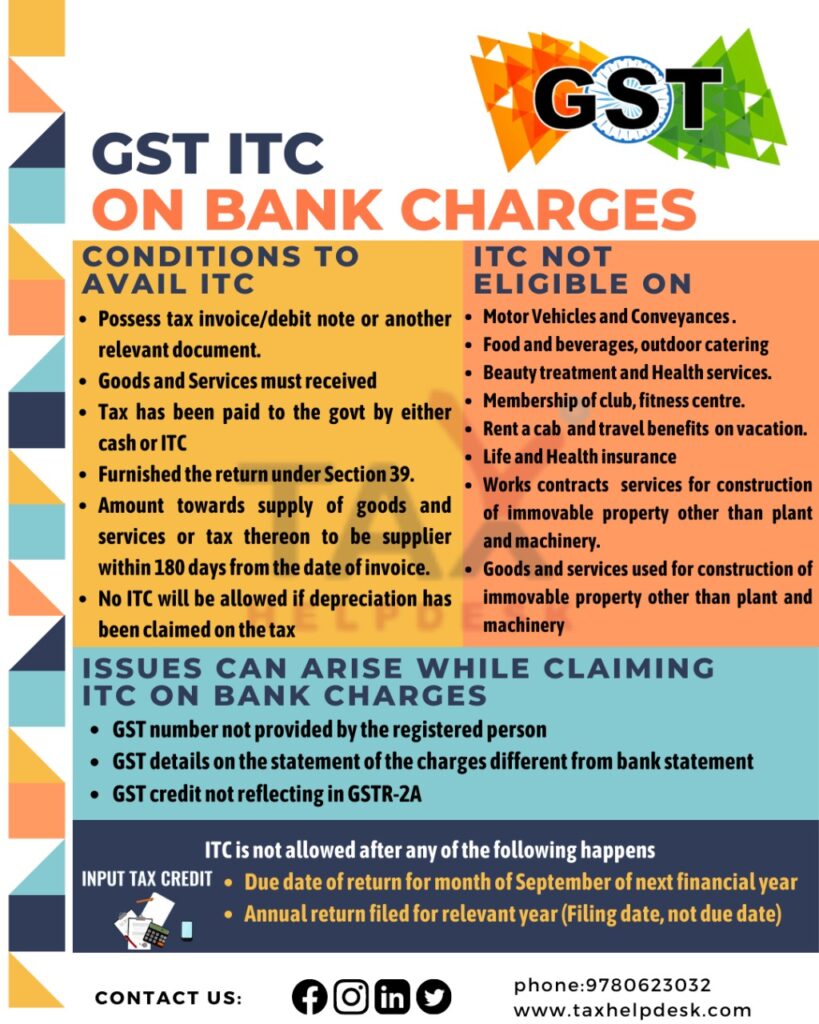 GST ITC on bank charges