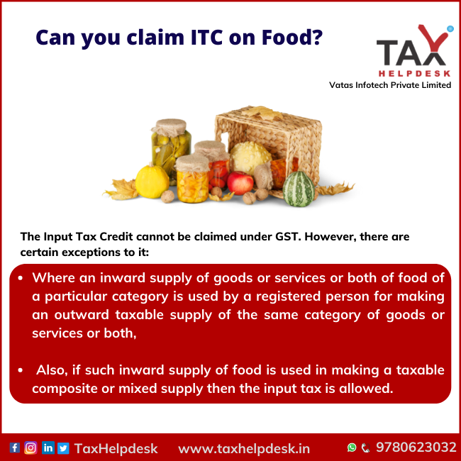 Can you claim ITC on Food