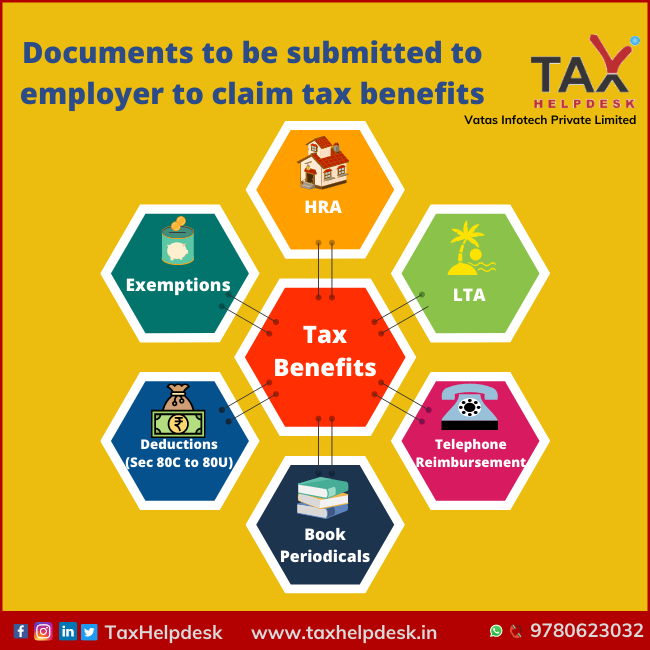 Documents to be submitted to employer to claim tax benefits