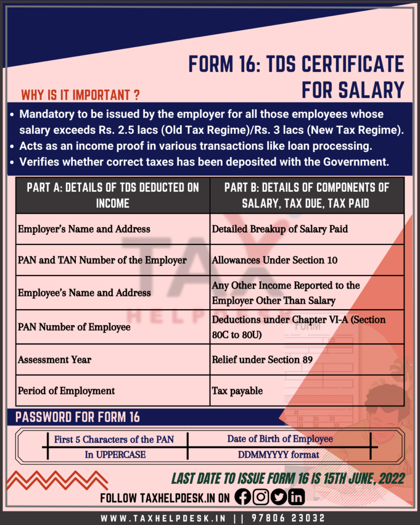 Form 16 TDS Certificate for Salary